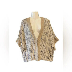 Yuvita Linen Blend Short Kimono Style Top Sz M